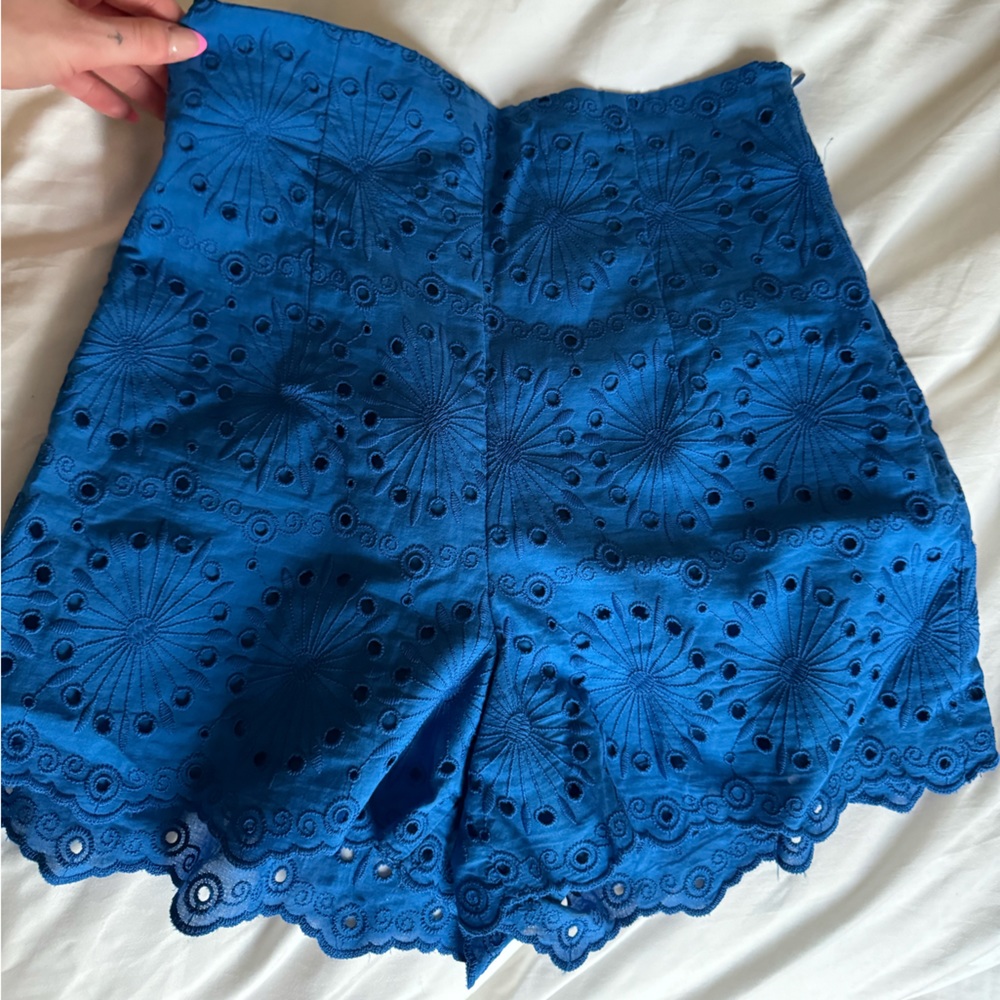 Zara Blue Lace High-Waisted Shorts